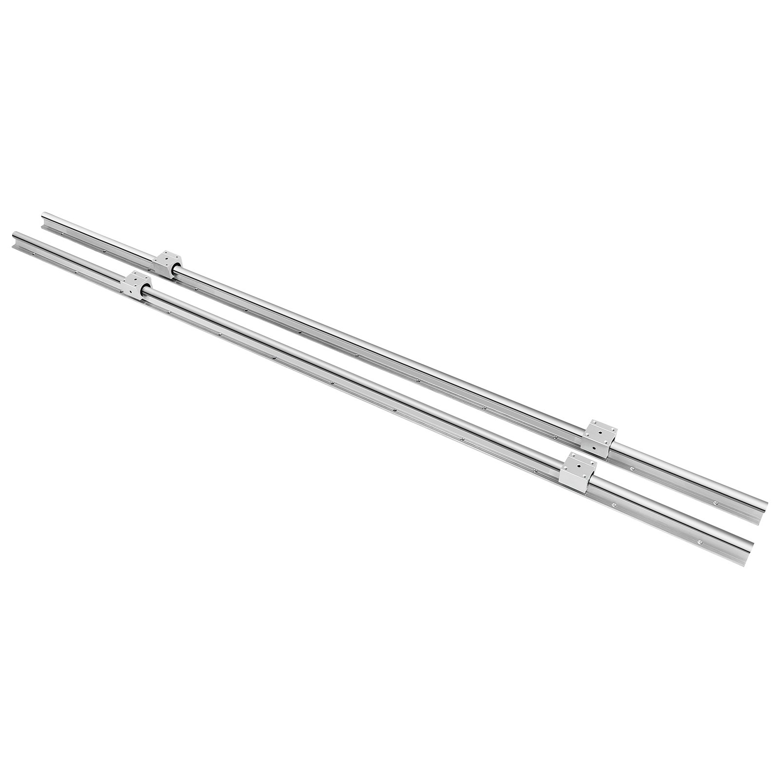 VEVOR Guida Lineare SBR 20, Set di Guide per Cuscinetti Lineari con 4 Supporti SBR 20UU e 2 Alberi di Guida da 2200 mm, Guida di Scorrimento Lineare in Acciaio Inossidabile con Fori Preforati
