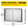 VEVOR Porte da Cucina da Esterno da 30,5 x 21 Pollici, BBQ Island Door Con Due Porte, Porta In Acciaio Inox Doppia, Le Porte della Cucina per Barbecue alle Condizioni Meteorologiche