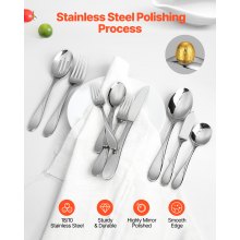 VEVOR Set Posate Posate Acciaio Inox Coltello Forchetta Cucchiaio 65 Pezzi