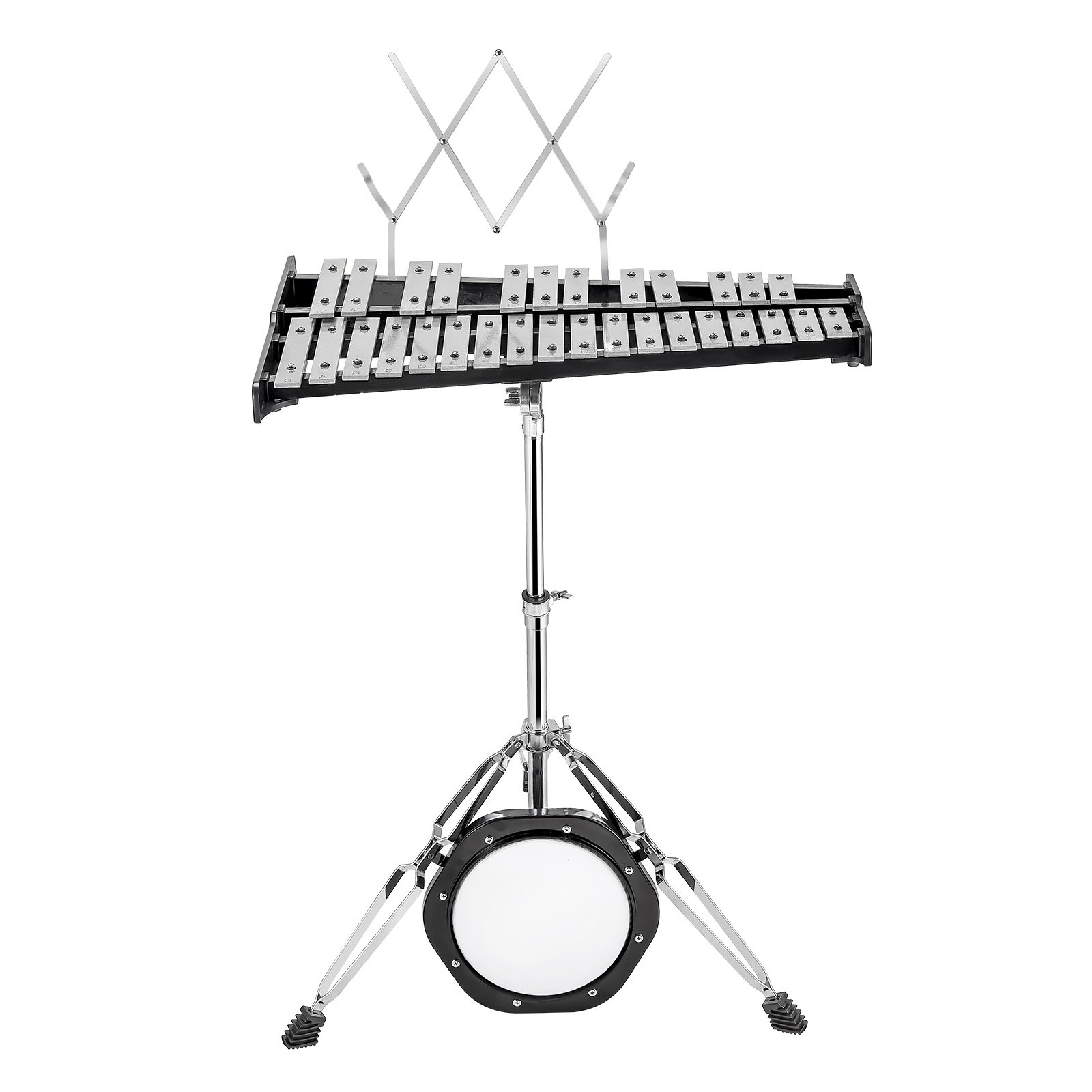 VEVOR Kit Campana Xilofono Glockenspiel a 30 Note, Strumento a Percussione Professionale con Mazze, Bacchette, Leggio, Pad 203 mm, Supporto Regolabile e Borsa per il Trasporto per Studenti e Adulti