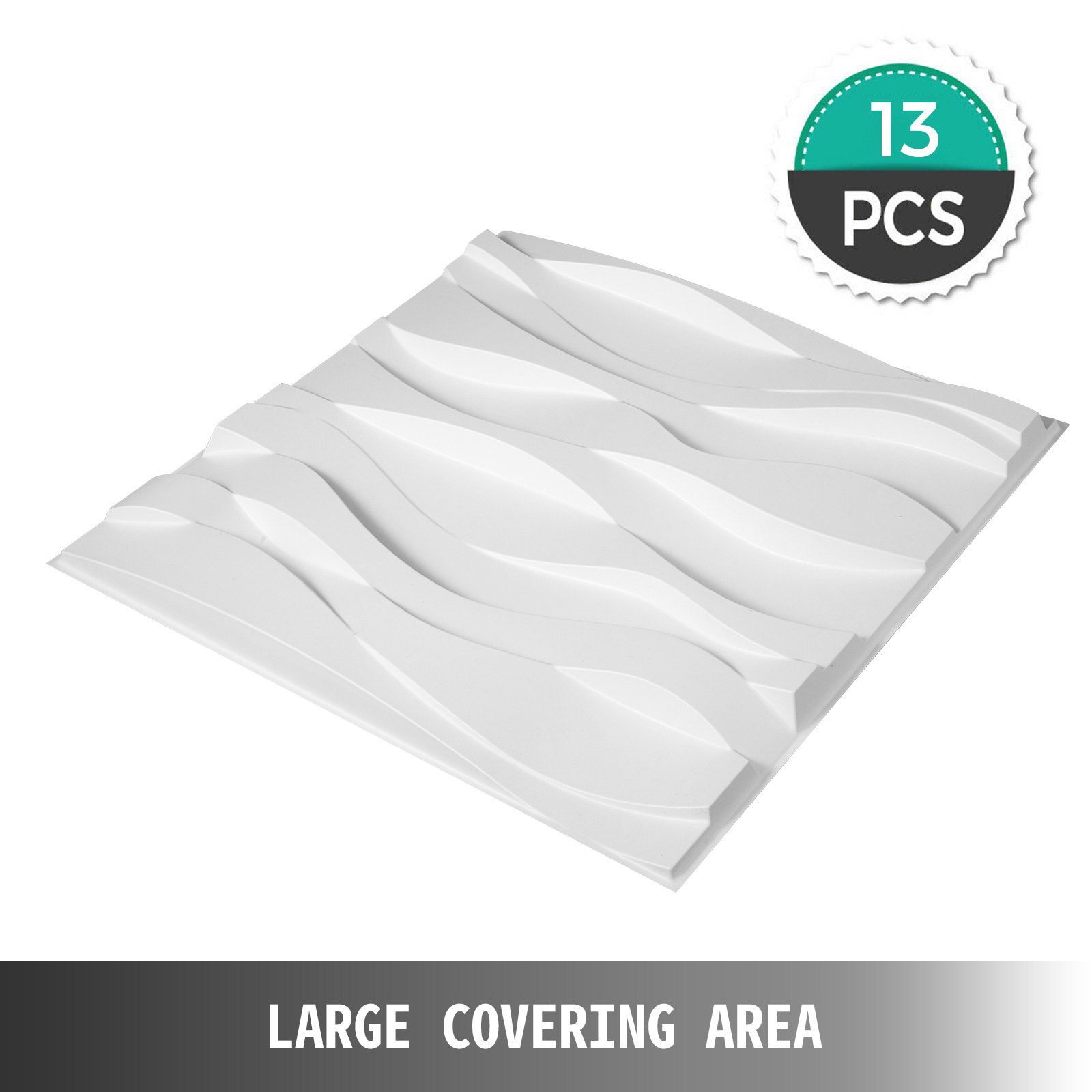 VEVOR Pannello 3D Murale Decorativo,50x50cm, 3D Pannelli da Parete, Piastrelle in PVC, Stile Grande Onda, Pannelli 3D Decorativi, 13 Pezzi