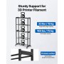 VEVOR Supporto per Filamenti per Stampanti 3D, Scaffale Porta Filamenti a 5 Livelli per Stampanti in Acciaio al Carbonio, Porta Bobine per Studio di Stampa, Home Studio, Ufficio, Officina, Nero
