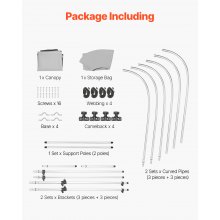 VEVOR Tendalino per Barca a 3 Archi, Parasole in Poliestere 600D con Telaio in Lega di Alluminio, Tettoia Parasole Impermeabile con Borsa Portaoggetti, Larghezza 185 a 198 cm Grigio Chiaro
