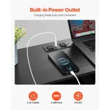 VEVOR Cassettiera con 10 Cassetti, Cassettiera in Tessuto con Contenitori in Tessuto, Cassetti Portaoggetti per Armadio con Ripiano Portaoggetti Aperto, Luci a LED e Presa Integrata, per Armadio, Nero