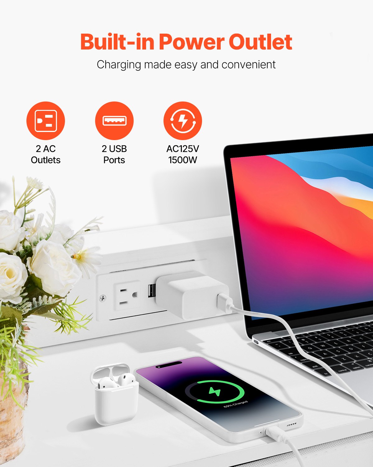 VEVOR Cassettiera con 9 Cassetti, Cassettiera Alta con Contenitore in Tessuto, Cassetti Portaoggetti per Armadio Robusta Struttura in Metallo, Luci a LED e Presa Integrata, per Camera da Letto, Bianco