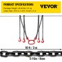 MOH Catene di Sollevamento a 4 Gambe G80, 8 mm x 3 m Imbracatura per Catena di Sollevamento in Acciaio (3 m con capacità di carico 5 T) per Macchinari, Fabbriche, Magazzini