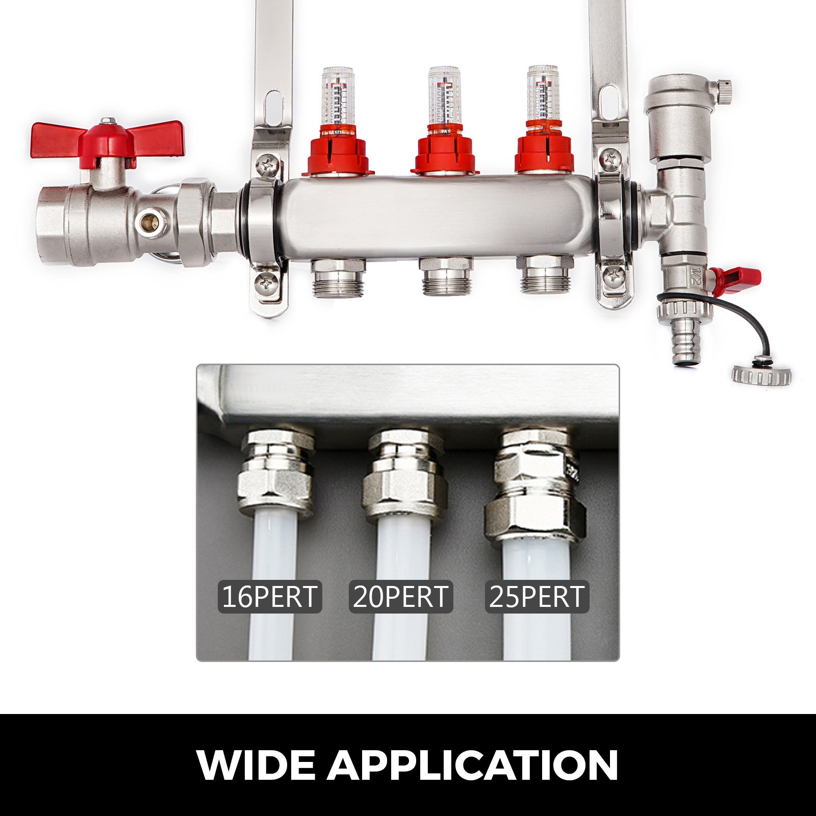 Collettori Di Riscaldamento A Pavimento Radiante Pex A 3 Filiale Per 1/2 ”pex