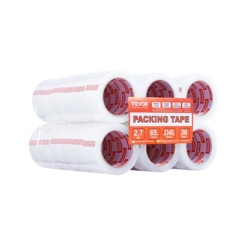 VEVOR Nastro da Imballaggio Trasparente, Anima 76,2 mm 36 Rotoli, 47,8 mm x 65 Iarde di Nastro da Imballaggio Spesso 0,068 mm Nastro da Imballaggio Resistente per Traslochi, Stoccaggio e Imballaggio