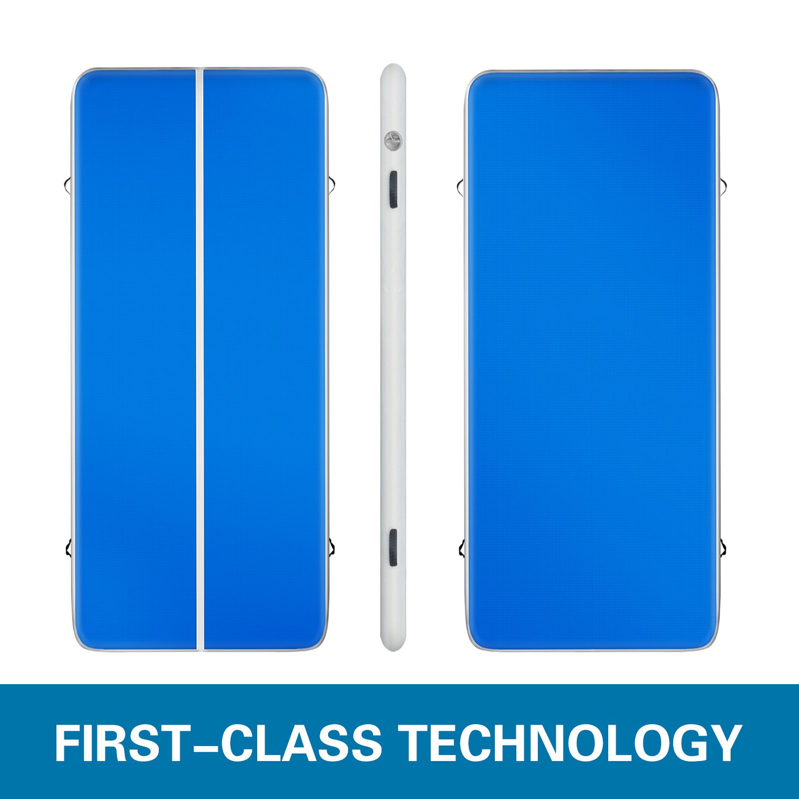 VEVOR Tappetino Ginnastica Gonfiabile Blu e Bianco, Materiale per Trafilatura in PVC, Ginnastica Artistica Materasso 400 x 100 x 20 CM per Ginnastica, Arti Marziali, Arti, Cheerleading e così Via.