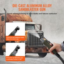 VEVOR Sabbiatrice da 40 Litri / 10 Galloni Dotata di Ugello Valvola di Chiusura Manometro Ugello in Ceramica Tubo di Riempimento da 2,5 m Imbuto Watertrap Ruote in Gomma da 6 Pollici