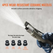 VEVOR Sabbiatrice da 40 Litri / 10 Galloni Dotata di Ugello Valvola di Chiusura Manometro Ugello in Ceramica Tubo di Riempimento da 2,5 m Imbuto Watertrap Ruote in Gomma da 6 Pollici