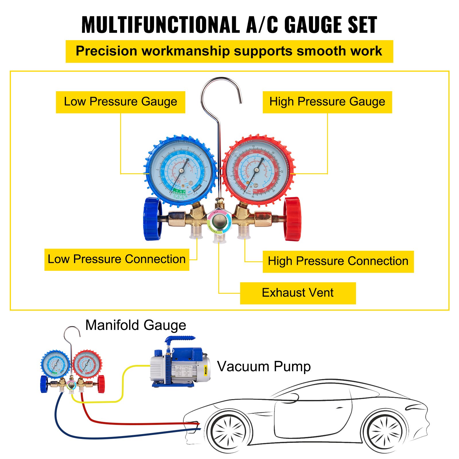 VEVOR Vacuum Pump 220V 50Hz Vacuum Pump Vacuum Device Pump 1720U Refrigerant Vacuum Pump
