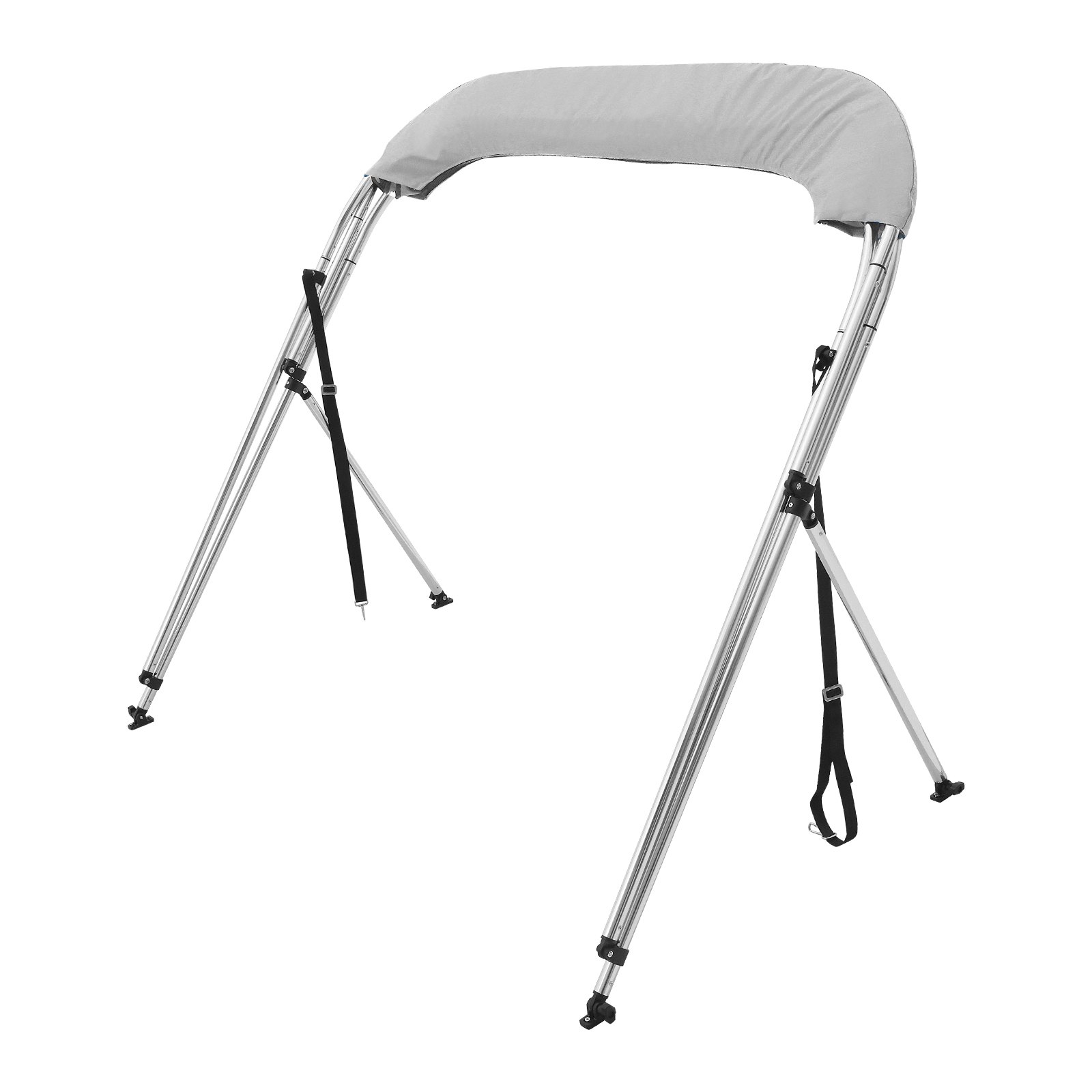 VEVOR Tendalino per Barca a 4 Archi Regolabile 243 x 137 x 231-244 cm, Tenda Parasole Telaio in Lega di Alluminio Tela di Poliestere 900D, Tendalino Tettoia Parasole Pieghevole per Barca a Vela Grigio