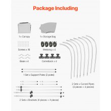 VEVOR Tendalino per Barca a 4 Archi, Parasole in Poliestere 600D con Telaio in Lega di Alluminio, Tettoia Parasole Impermeabile con Borsa Portaoggetti, Larghezza 170 a 183 cm Grigio Chiaro