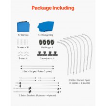 VEVOR Tendalino per Barca a 4 Archi in Poliestere 600D con Telaio in Lega di Alluminio, Tendalino Parasole Impermeabile per Barca con Borsa Portaoggetti, Larghezza 185 a 198 cm Blu Pacifico