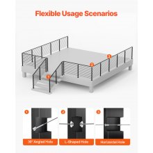 VEVOR Set di Ringhiera 4 Pz per Recinzione da Balcone 1067x108x68 mm da Giardino Balcone Ponte in Acciaio Inox, Kit di Palo per Balaustrata da Terrazza, Nero, 4JZLGZXHS106REP67001V0