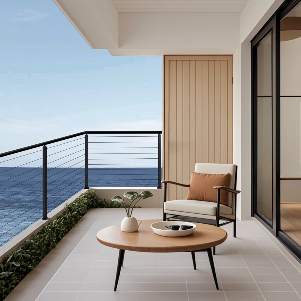 VEVOR Set di Ringhiera 4 Pz per Recinzione da Balcone 914x108x68 mm Giardino Balcone Ponte in Acciaio Inox, Kit di Palo per Balaustrata da Terrazza, Nero, 4JZLGZXHS914UUOI6001V0