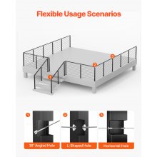 VEVOR Set di Ringhiera 4 Pz per Recinzione da Balcone 914x108x68 mm Giardino Balcone Ponte in Acciaio Inox, Kit di Palo per Balaustrata da Terrazza, Nero, 4JZLGZXHS914UUOI6001V0