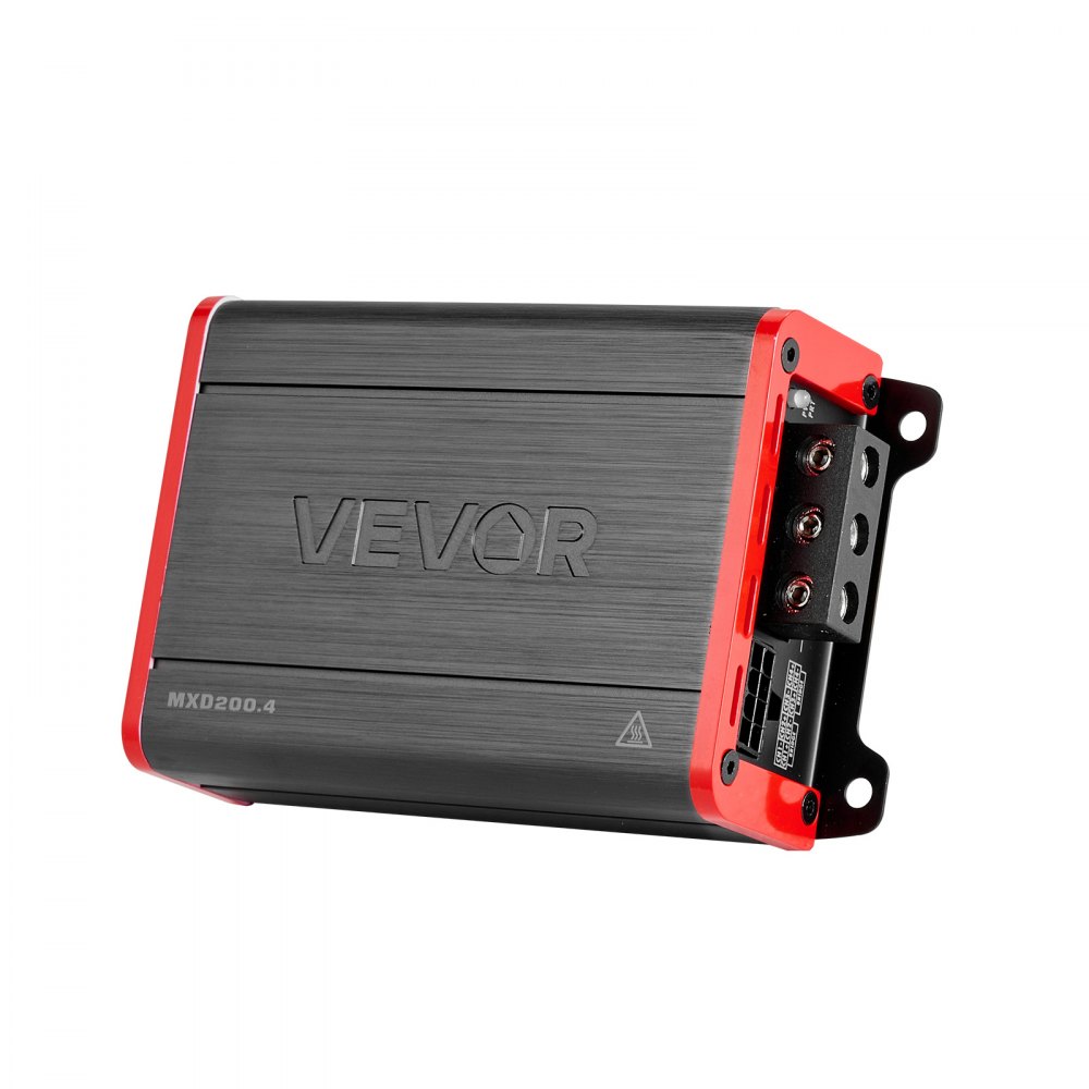 VEVOR Amplificatore Audio Multicanale per Auto a 4 Canali, Amplificatore a Ponte di Classe D max. 4x120 W a 4 Ohm/4x200 W a 2 Ohm Tensione Nominale 14,4 V CC Larghezza Banda 10 Hz–30 kHz per Auto SUV