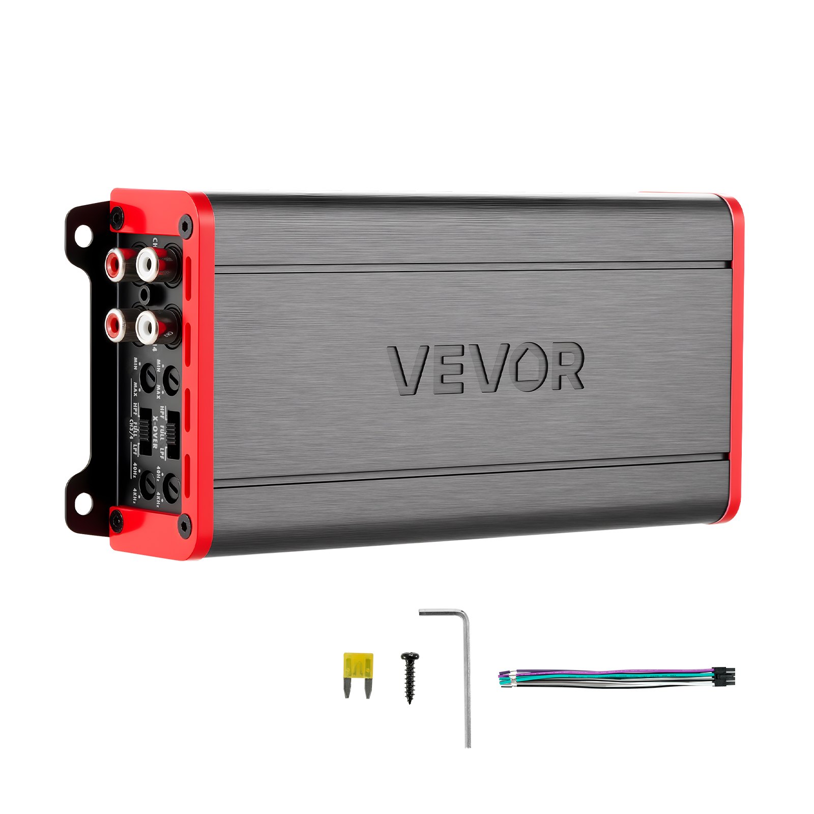 VEVOR Amplificatore Audio per Auto a 4 Canali Potenza a Ponte di Classe D max. 4x272 W a 4 Ohm/4x 400 W a 2 Ohm, Amplificatore per Vericoli Multicanale 14,4V CC Larghezza di Banda 10 Hz-30 kHz