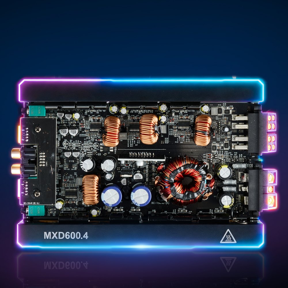 VEVOR Amplificatore Audio per Auto a 4 Canali Potenza a Ponte di Classe D max. 4x420 W a 4 Ohm/4x 600 W a 2 Ohm, Amplificatore per Veicoli Multicanale 14,4V CC Larghezza di Banda 15 Hz-30 kHz