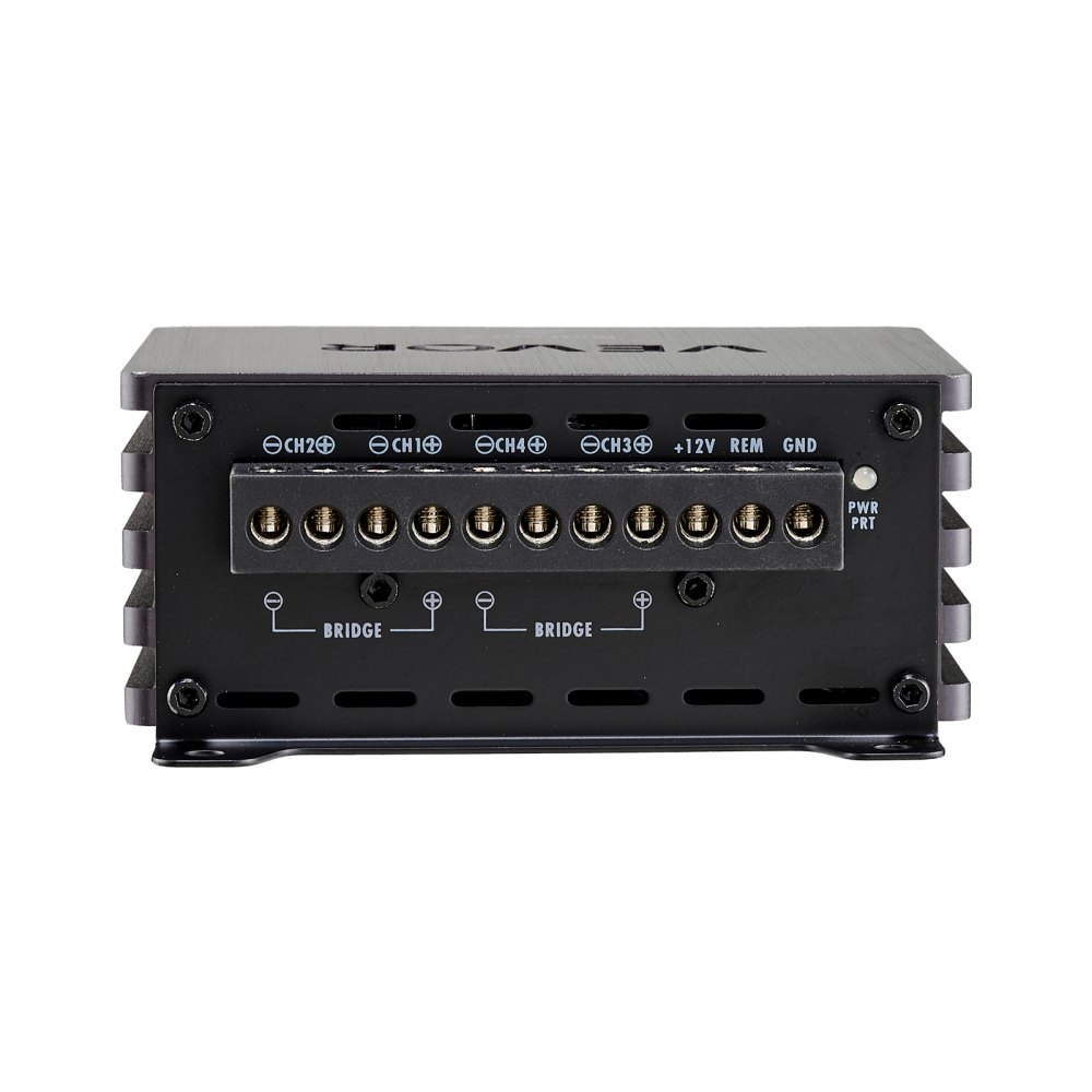 VEVOR Amplificatore Audio per Auto a 4 Canali Amplificatore a Ponte di Classe D max. 4x110 W a 4 Ohm/4x160 W a 2 Ohm, Tensione Nominale 14,4V CC Larghezza di Banda 10 Hz-30 kHz per Veicoli SUV