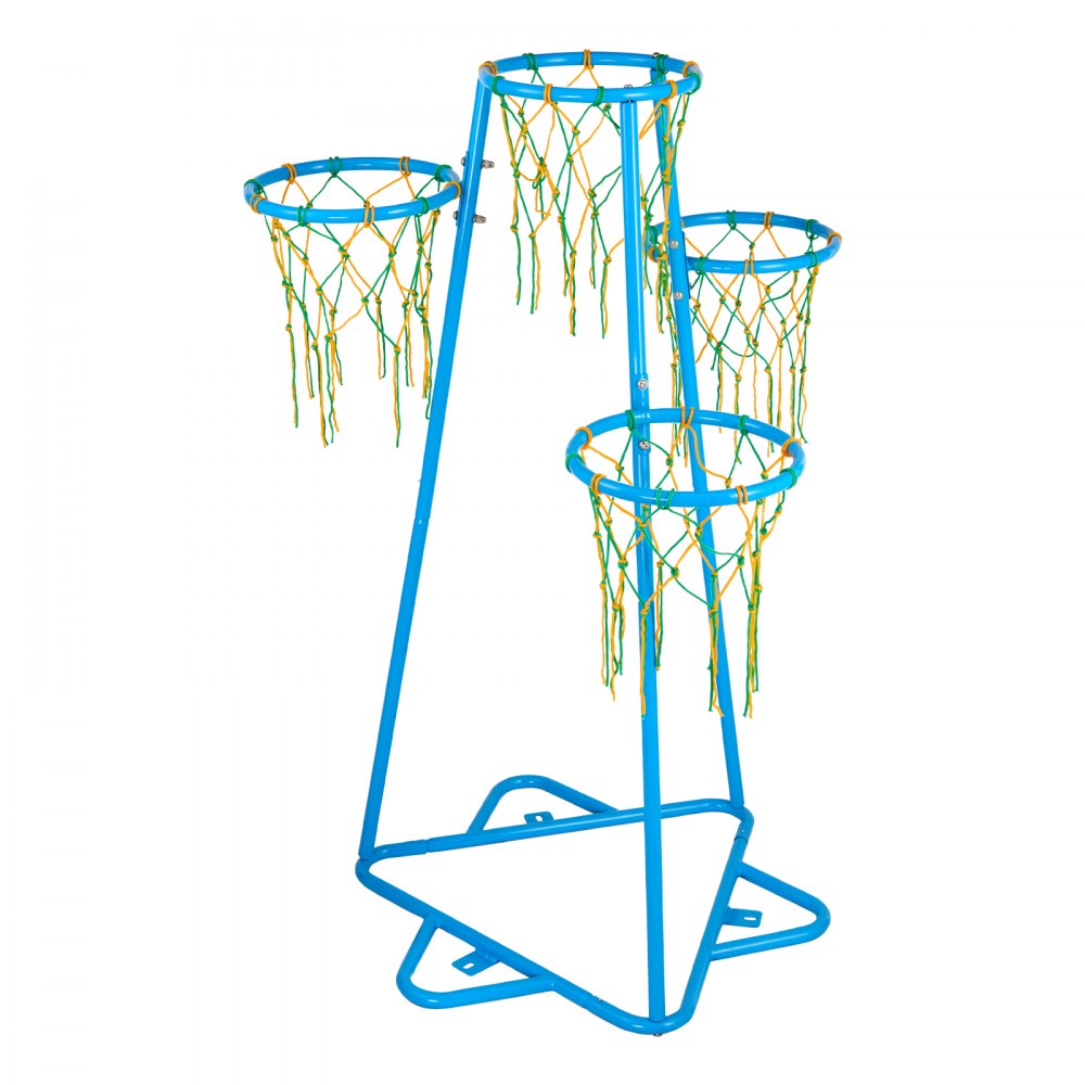 VEVOR Canestro da Basket per Bambini a 4 Cerchi, Supporto da Basket Portatile con Altezze Regolabili e 3 Palline, Set di Giocattoli da Basket per Interni Esterni, Giocattoli da Basket per Bambini, Blu