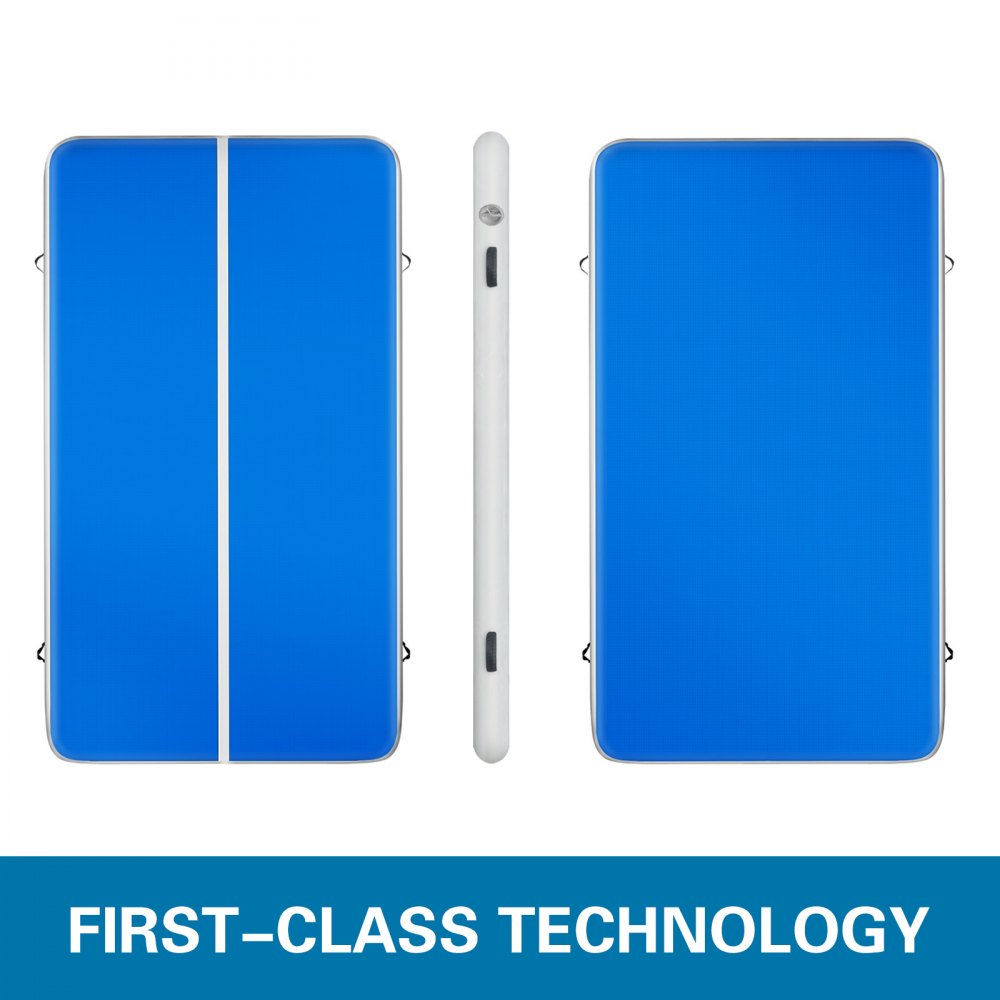VEVOR Tappetino Ginnastica Gonfiabile Blu e Bianco, Materiale in PVC, Ginnastica Artistica Materasso 500 x 200 x 20 cm, Materassino Gonfiabile 16 Piedi per Ginnastica, Arti Marziali e Cheerleading