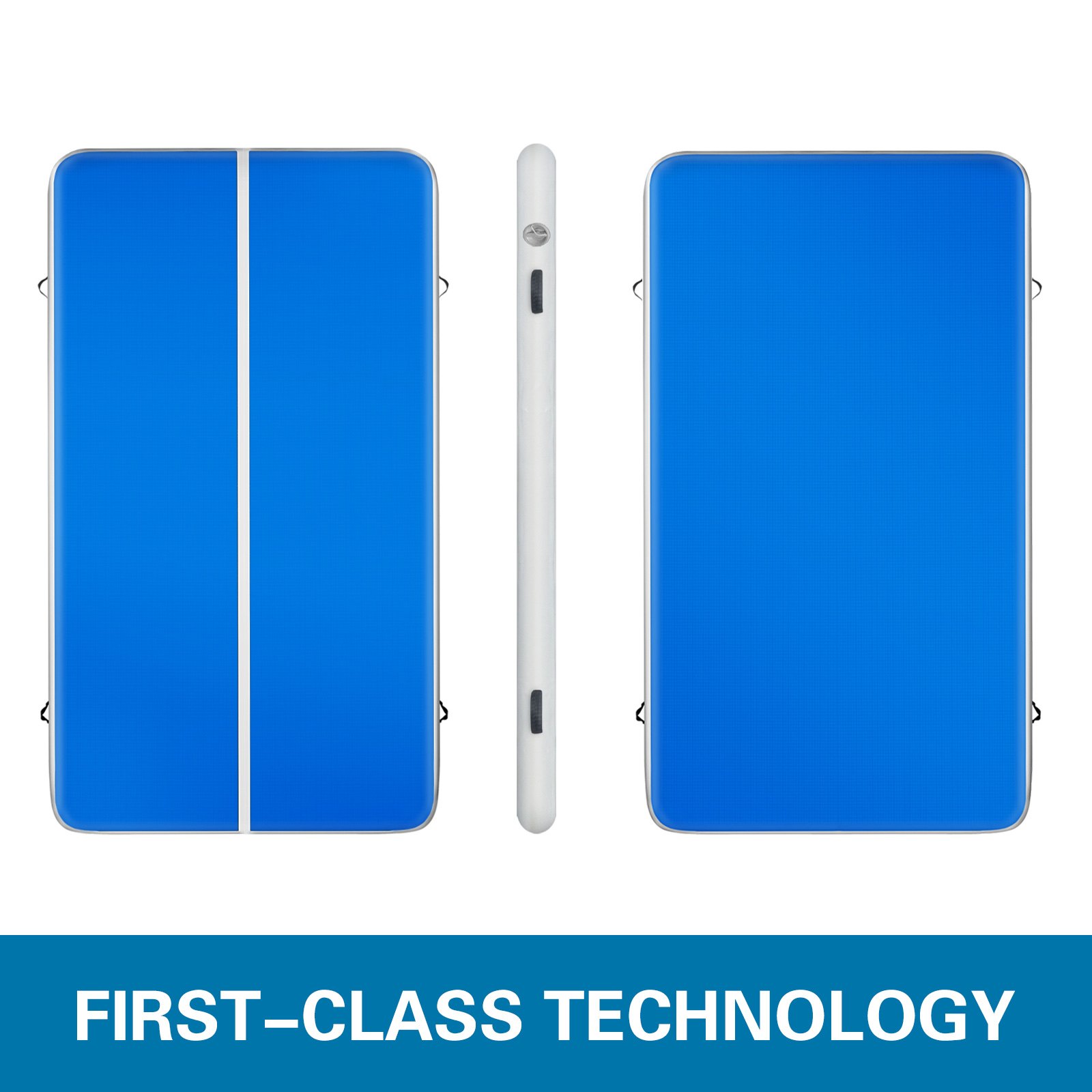 VEVOR Tappetino Ginnastica Gonfiabile Blu e Bianco, Materiale in PVC, Ginnastica Artistica Materasso 500 x 200 x 20 cm, Materassino Gonfiabile 16 Piedi per Ginnastica, Arti Marziali e Cheerleading