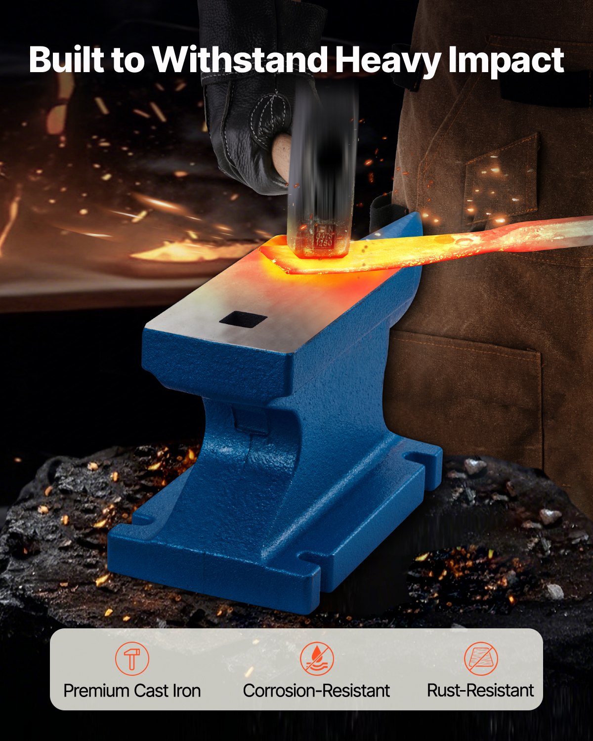 VEVOR Single Horn Anvil 25kg Cast Iron Anvil, withstands heavy blows, robust round horn anvil, blacksmithing tool for jewelers and metalworkers, blacksmithing tools and equipment