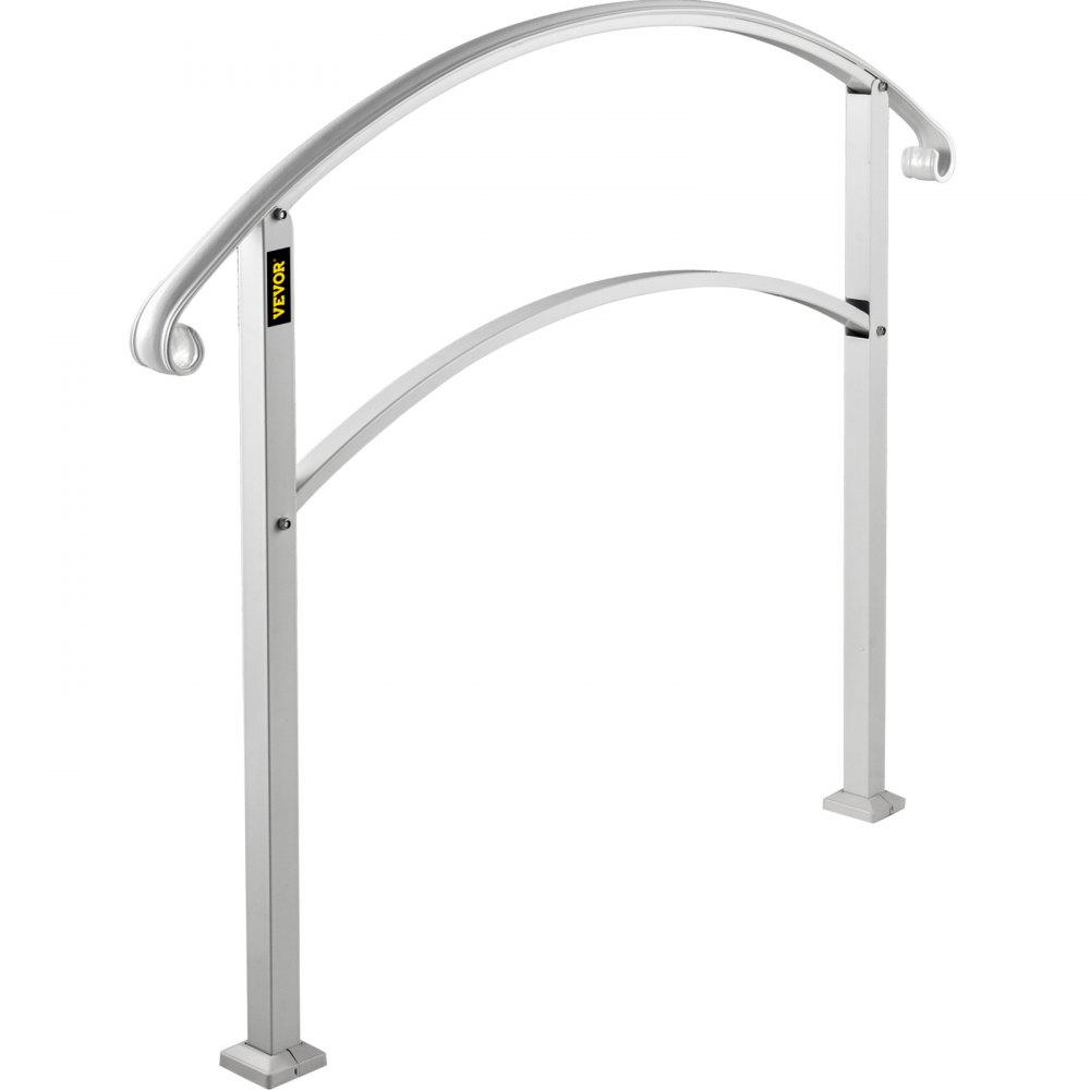 5 Piedi Corrimano di Transizione Regolabile in Ferro Battuto Bianco Opaco Adatto a 4-5 Gradini Design Elegante