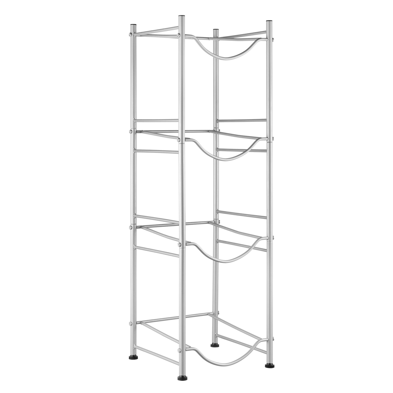 VEVOR Portabottiglie per Acqua a 4 Livelli, Portabottiglie per Acqua da 18,9 L, Portabottiglie a Doppia Fila per 4 Bottiglie, Portabottiglie per Acqua Resistente per Cucina Ufficio Soggiorno Argento