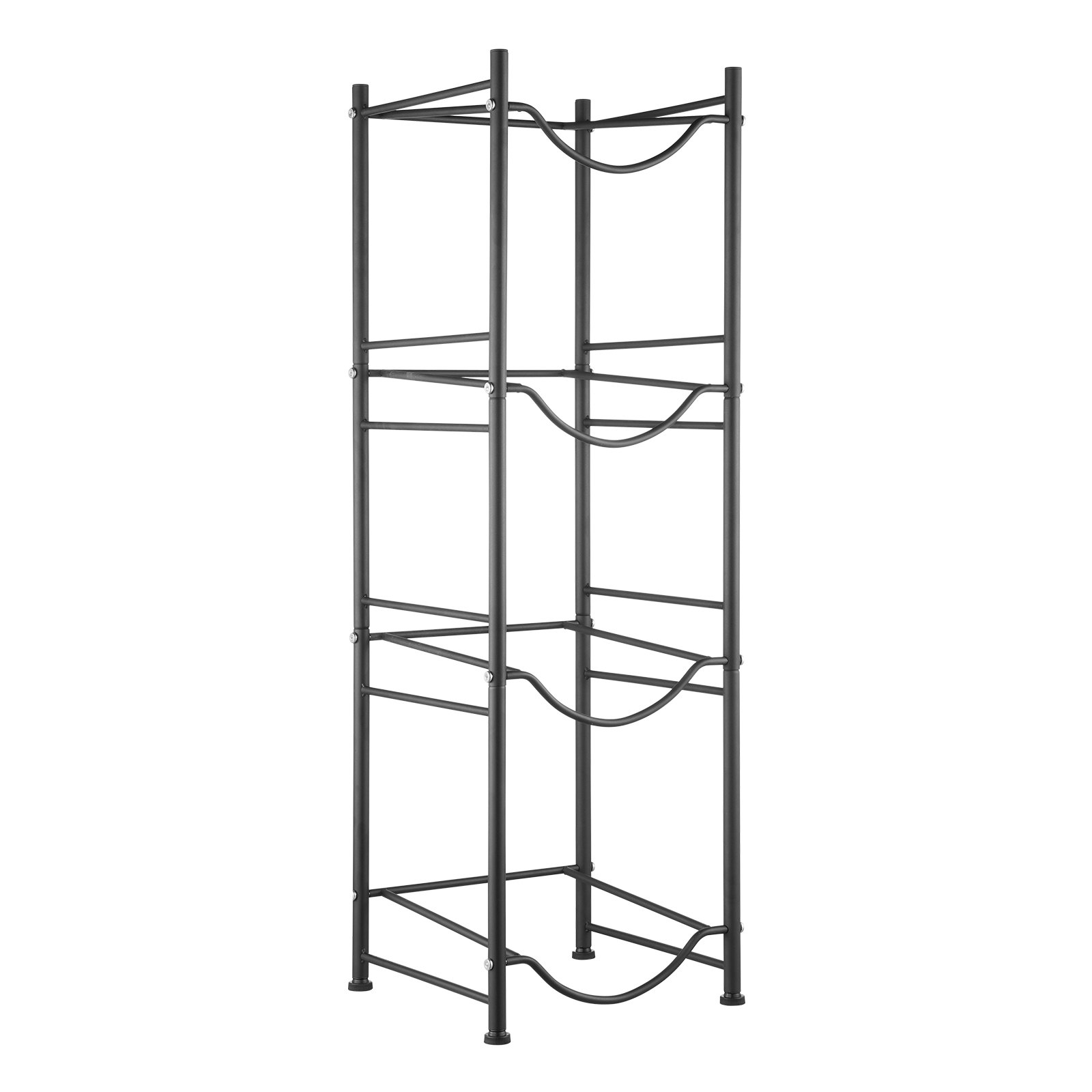VEVOR Portabottiglie per Acqua a 4 Livelli, Portabottiglie per Acqua da 18,9 L, Portabottiglie a Singola Fila per 4 Bottiglie, Portabottiglie per Acqua Resistente per Cucina Ufficio Soggiorno Nero