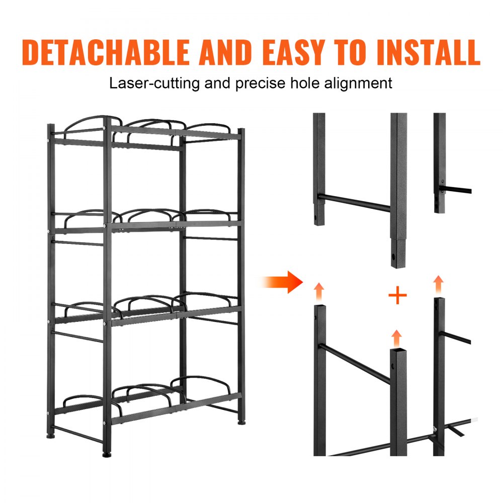 VEVOR Portabottiglie a 4 Livelli, Portabottiglie in Ferro da 18,9 L, Portabottiglie a Doppio Livello per 8 Bottiglie, Portabrocche per Acqua Resistente per Cucina, Ufficio, Soggiorno, Argento