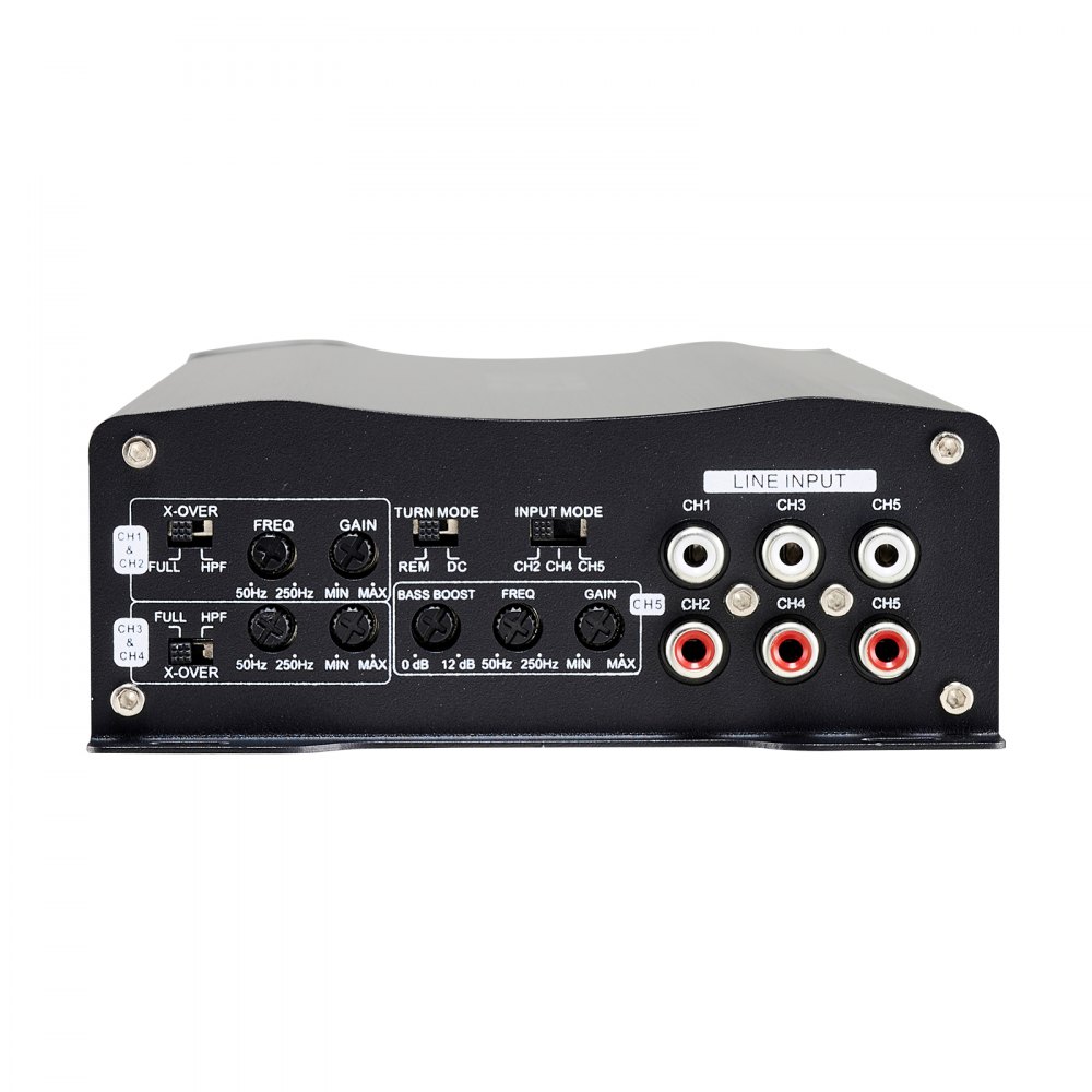 VEVOR Car Audio Amplifier, 5-Channel Bridgeable Car Amplifier, Multichannel Class D Stereo Amp, Max. 4 x 100W at 4 Ohms / 4 x 200W at 2 Ohms + 1 x 1000W at 2 Ohms / 1 x 500W at 4 Ohms, for Vehicles