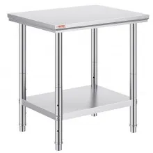 VEVOR 60 x 76 x 80cm Piano di Lavoro per Cucina Professionale Acciaio Inox, Tavolo da Lavoro da Cucina Piano di Lavoro Inox, Tavolo da Lavoro per Cucina Professionale in Acciaio Inox con 4 Gambe