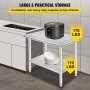 VEVOR 60 x 76 x 80 cm Piano di Lavoro per Cucina Professionale Acciaio Inox, Tavolo da Lavoro da Cucina Piano di Lavoro Inox, Tavolo da Lavoro per Cucina Professionale in Acciaio Inox