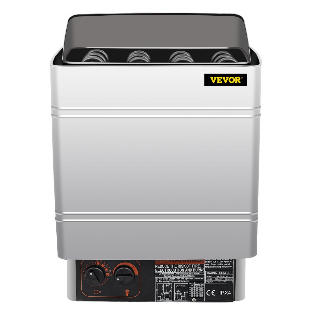 VEVOR Stufa Elettrica per Sauna 6KW Sauna con Controllore Esterno Bagnato e Secco 380V-415V Sala Sauna Domestica Vasca da Bagno Doccia Spa Riscaldatore Sauna Area di Lavoro 5-9m3 Sala Sauna