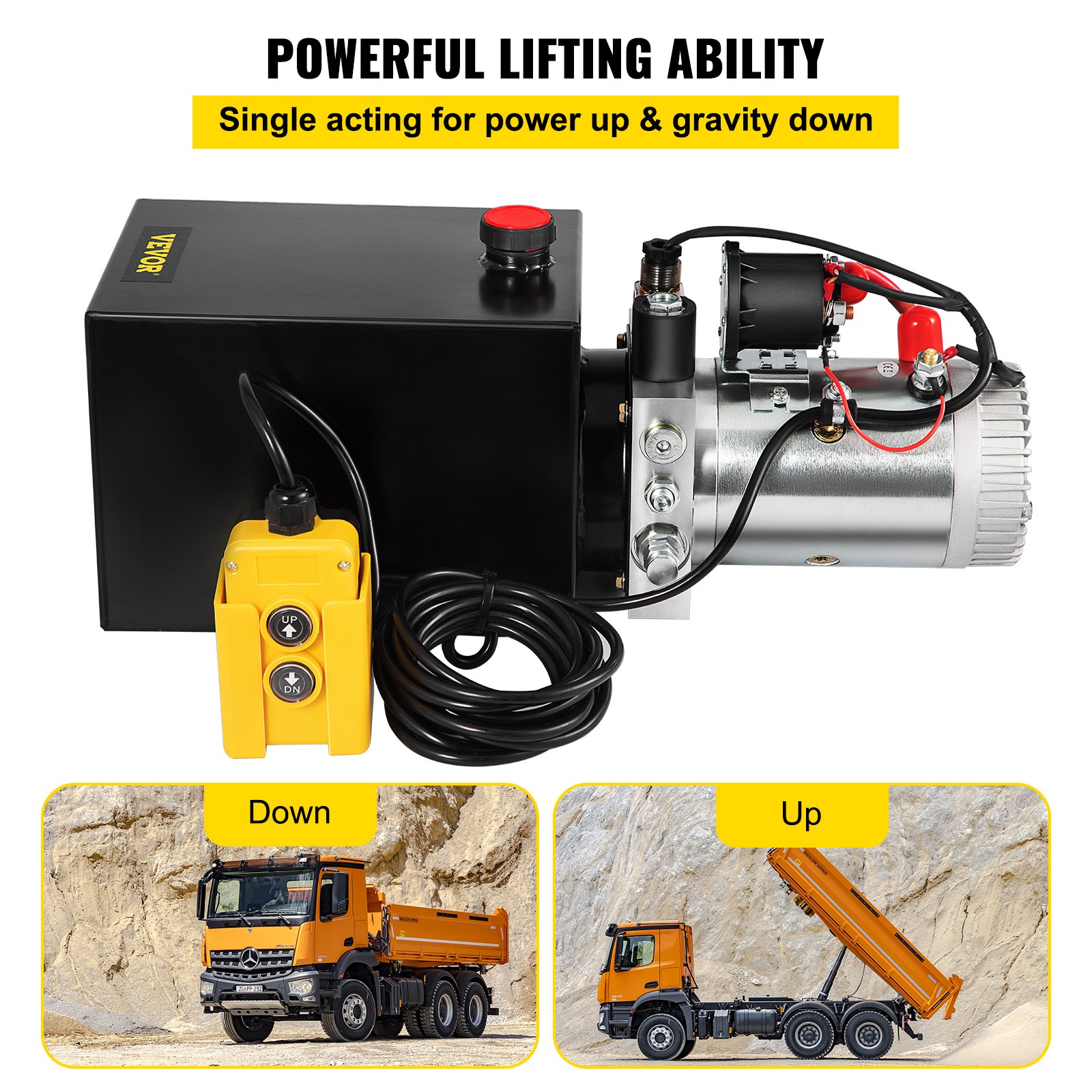 VEVOR Pompa Idraulica Hydraulic Pump 12V DC Singola Agendo con Serbatoio d'Acciaio per Elevatore (6L)