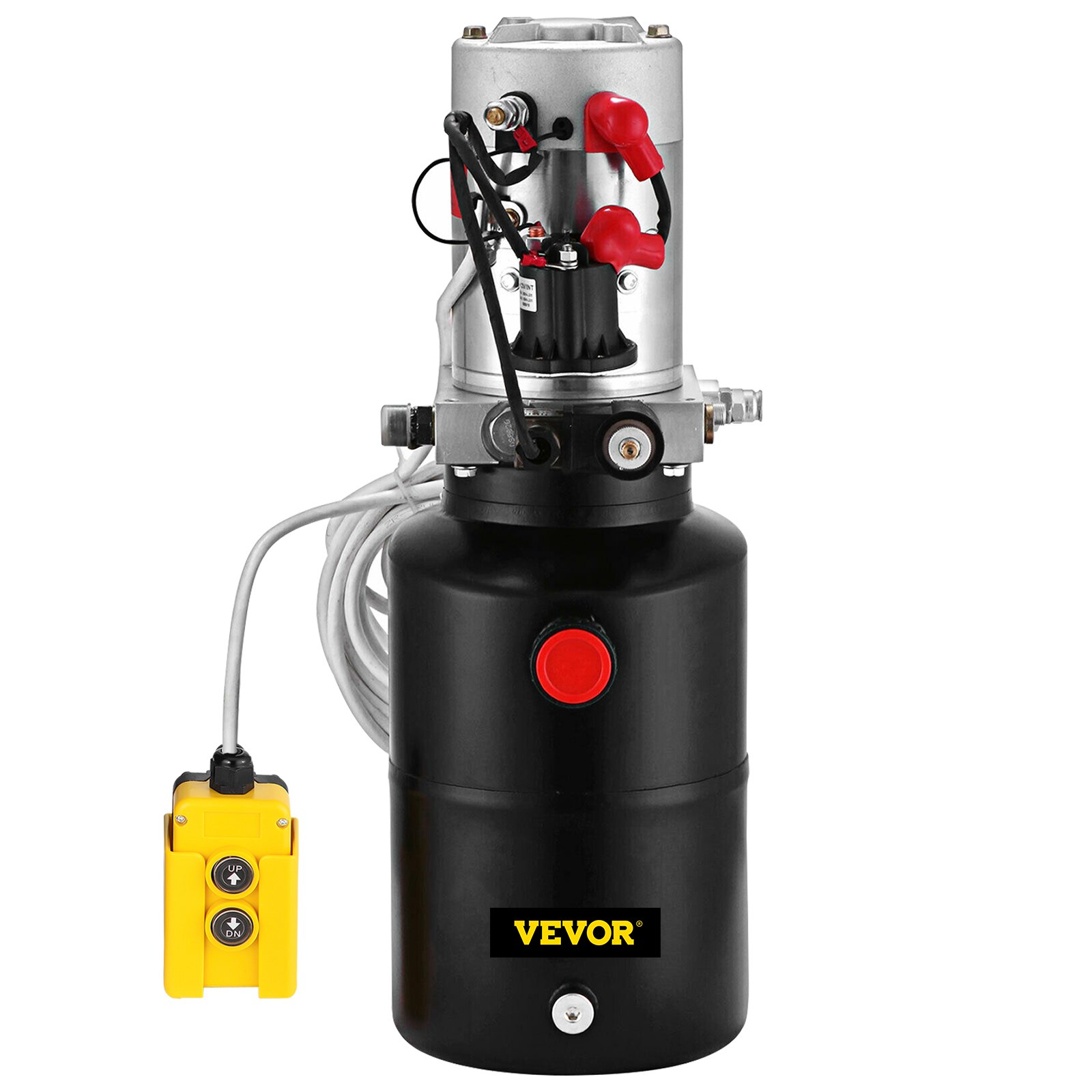 VEVOR Pompa Idraulica Unità di Potenza Idraulica a Semplice Effetto Serbatoio in Acciaio da 12V CC 6 Quarti Unità Pompa Idraulica per Rimorchi con Cassone Ribaltabile per Auto Controllata a Distanza