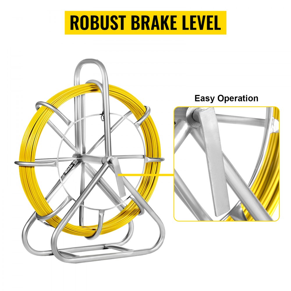 VEVOR Sonda Passacavi 6MMX130M Canna da Pesca per Bacchette con Nastro in Fibra di Vetro Continua Infila Cavo Elettrico Estrattore in Esecuzione