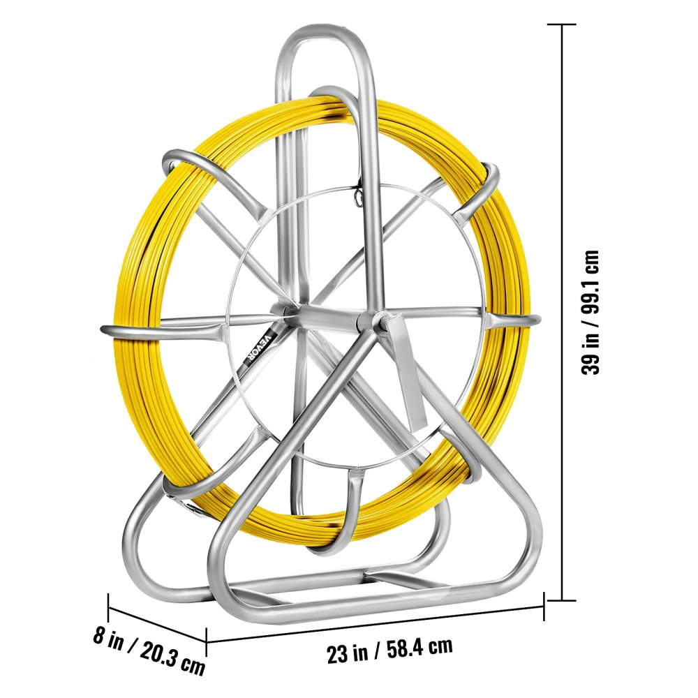 VEVOR Sonda Passacavi 6MMX130M Canna da Pesca per Bacchette con Nastro in Fibra di Vetro Continua Infila Cavo Elettrico Estrattore in Esecuzione
