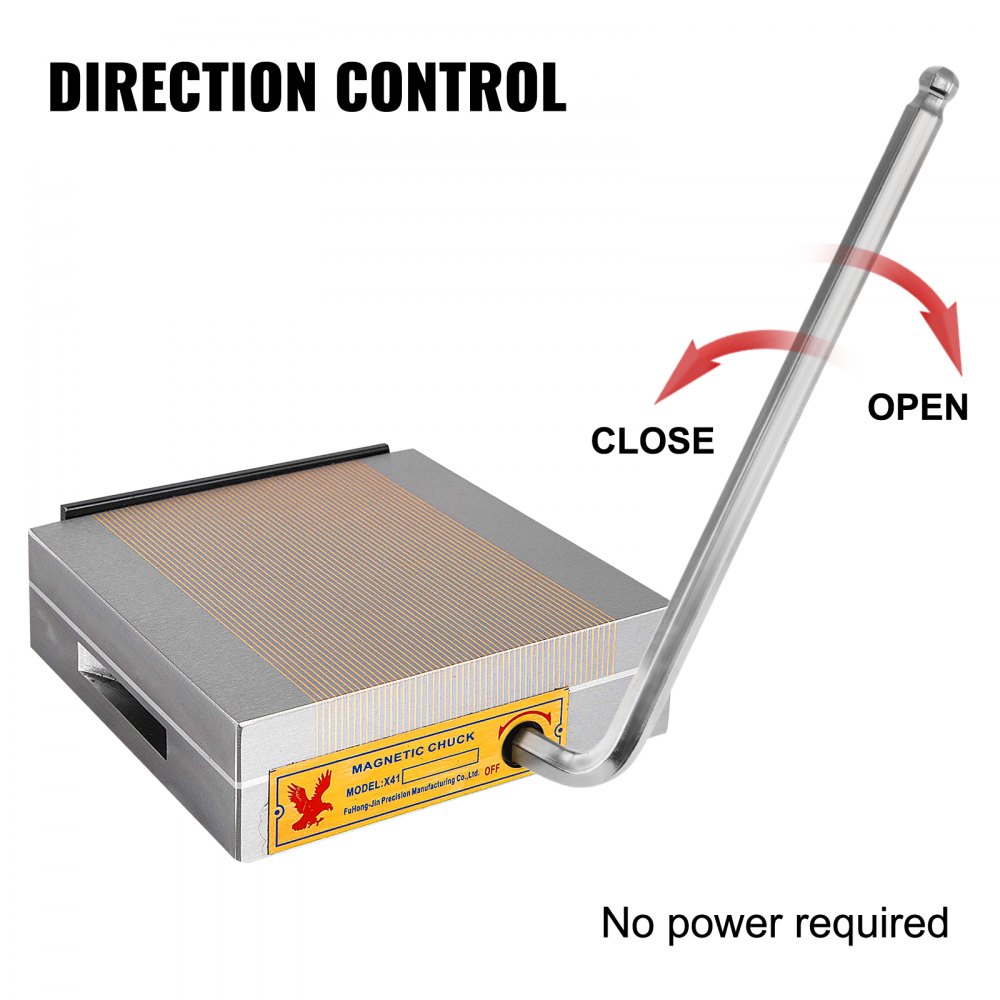 VEVOR Mandrini Magnetici Permanenti 6x6 Pollici Polo Fine Nuovo, Mandrino Magnetico Permanente con Magnete N45 e Potenza di Trazione 2300kg / 5200lbs per Pezzi Magnetici, Utensili, Elettroerosione