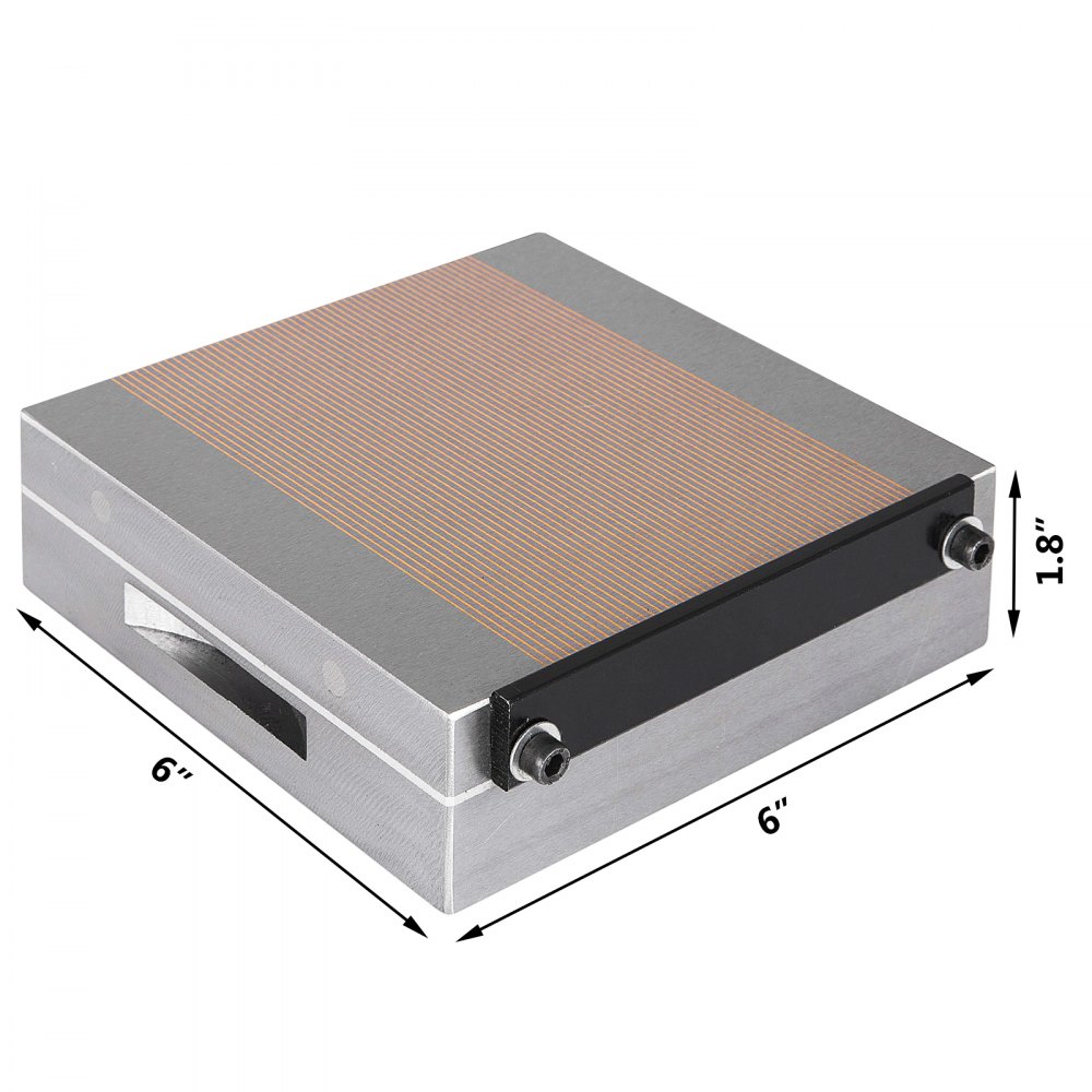 VEVOR Mandrini Magnetici Permanenti 6x6 Pollici Polo Fine Nuovo, Mandrino Magnetico Permanente con Magnete N45 e Potenza di Trazione 2300kg / 5200lbs per Pezzi Magnetici, Utensili, Elettroerosione