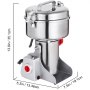 VEVOR Macchina d'Oscillazione dell'Acciaio Inossidabile del Mulino 26000R / Min, Macchina del Mulino del Commestibile dell'Erba 1800W, Macina Cereali Caffè Elettrico Grano Smerigliatrice da 750G