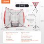 VEVOR 244 x 106 x 211 cm Baseball/Softball Practice Net, Baseball Training Net, Hitting, Catching, Pitching, Backstop Baseball Equipment with Arch Frame, Carrying Bag, Batting Zone, Ball, Ball Collector