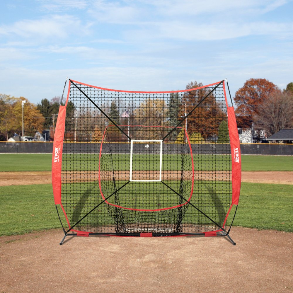 VEVOR Rete da Lancio Baseball 2134 x 2134 mm SOLO RETE, Bersaglio da Lancio Zona di Battuta, Attrezzatura per l'Allenamento di baseball Softball a 9 Buche Giovani Adulti, Rete da Lancio per Baseball