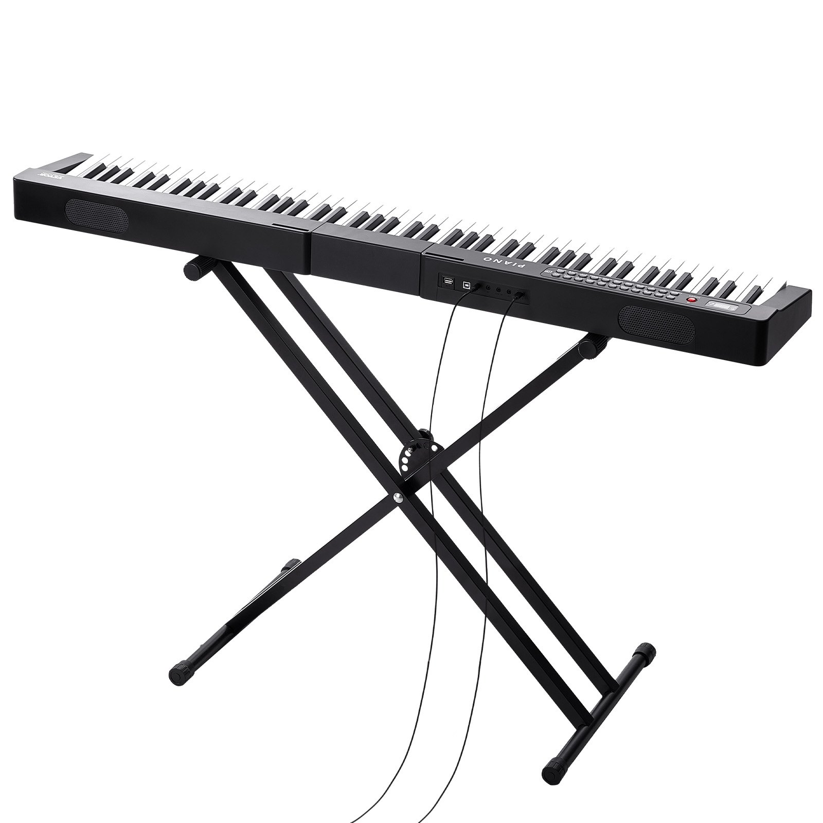 VEVOR Tastiera Pianoforte Digitale, 88 Tasti Semi-pesati, Set Tastiera Elettrica con Supporto Regolabile, Altoparlanti Incorporati, Pedale Sustain, Cuffie, Bluetooth MIDI USB, per Principianti