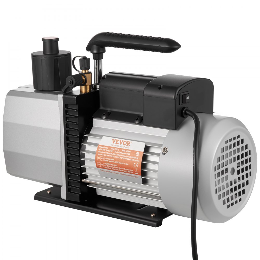 VEVOR Pompa a Vuoto 35,6 x 12,7 x24,4 cm Pompa a Vuoto per Aria Condizionata 226,53 L/min a Due Stadi 220V 0,3PA Strumento HVA per Vuoto Ultimate per Riparazione di Automobili Evacuazione Sotto Vuoto