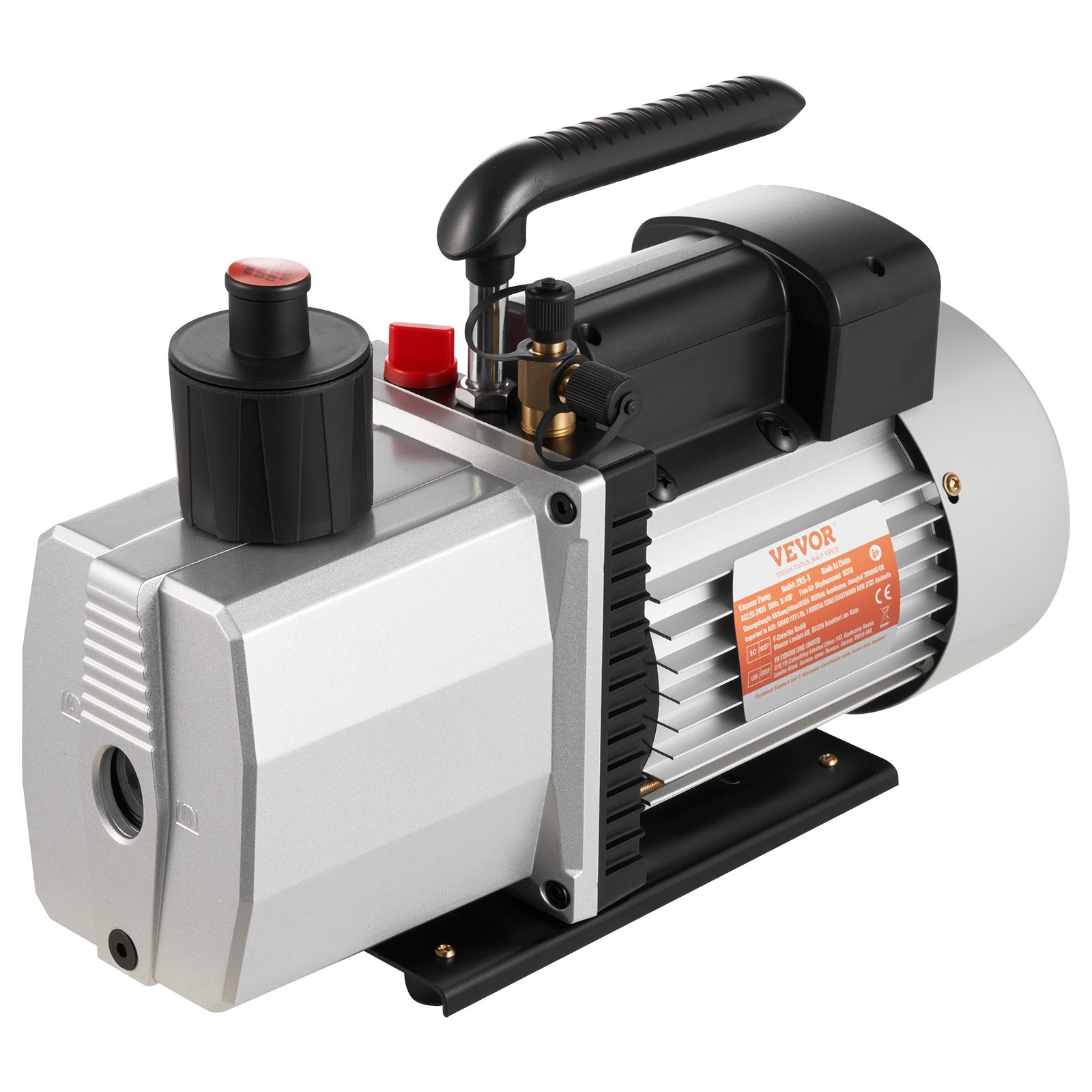 VEVOR Pompa a Vuoto 35,6 x 12,7 x24,4 cm Pompa a Vuoto per Aria Condizionata 226,53 L/min a Due Stadi 220V 0,3PA Strumento HVA per Vuoto Ultimate per Riparazione di Automobili Evacuazione Sotto Vuoto